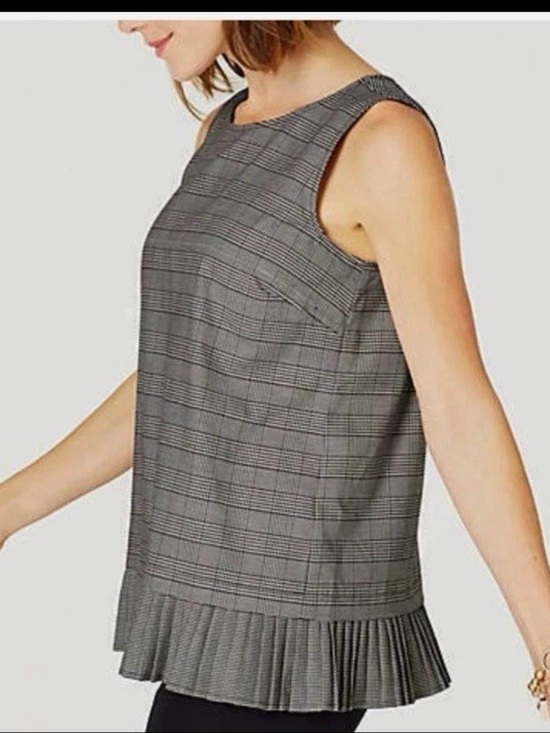 J. Jill Tops - J. Jill Sleeveless Plaid Pleated Hem Blouse Size PS Petite Casual Office Career